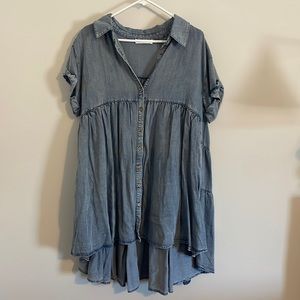 Pocketed, oversized denim dress